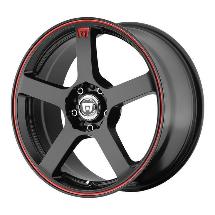 MR116 FS5 MATTE BLACK W/ RED STRIPE 8x18 5/114,3/120 ET35 CB74,1 60° - Alumiinivanteet - 337086 - 1