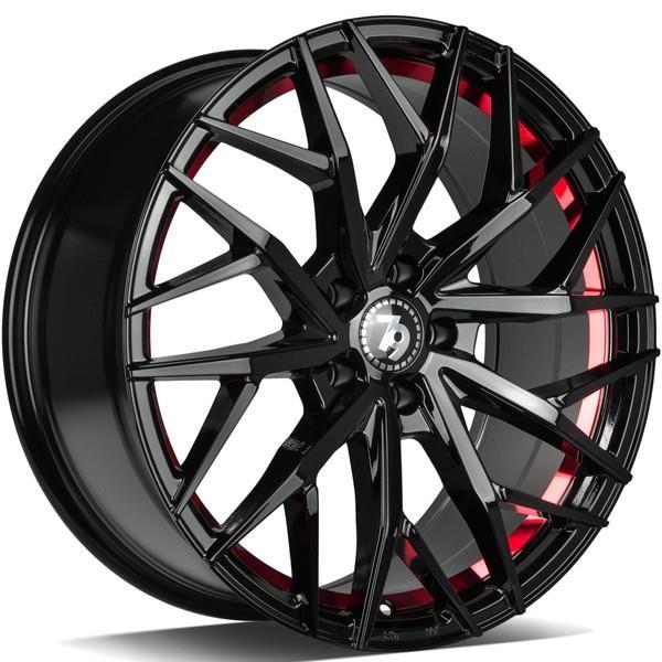 SV-C Black glossy red inner lip 7,5x17 5/114,3 ET40 CB73.1 60° - Alumiinivanteet - 320276 - 1