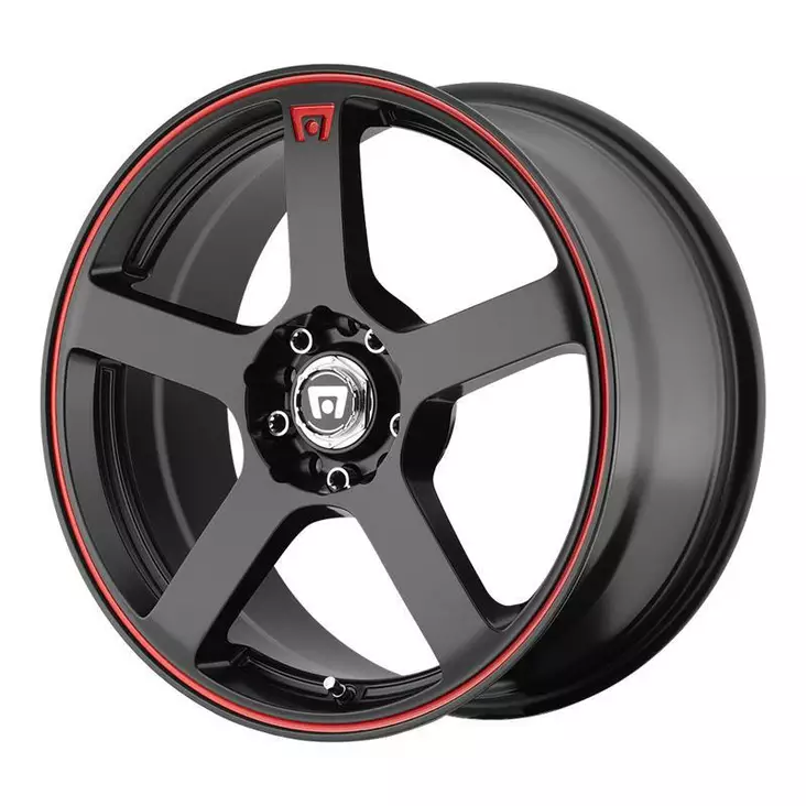 MR116 Matte Black Red Racing Stripe 6,5x15 4/100/107,95 ET40 CB72,6 - Alumiinivanteet - 276926 - 1