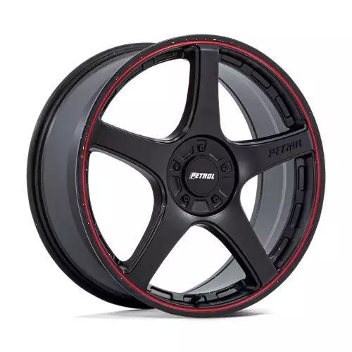 PE003 P2E MATTE BLACK W/ RED LIP 8,5x20 5/112/120 ET35 CB74.1 60° - Alumiinivanteet - 354316 - 1