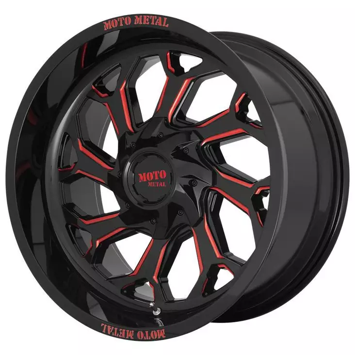 MO999 Gloss Black Milled With Red Tint 12x22 6/135/139,7 ET-44 CB106,1 60° - Alumiinivanteet - 267787 - 1
