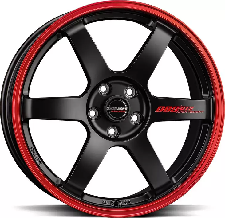 BORBET DB8GT2 Black Matt Rim Red 8,5x19 5/114,3 ET45 CB72.5 60° - Alumiinivanteet - 355717 - 1