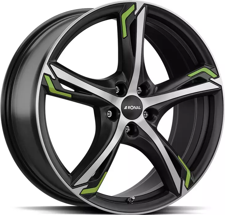 RONAL R62 Green Jet Black Matt Front Cut 7,5x17 5/100 ET42 CB68,0 60° - Alumiinivanteet - 345097 - 1