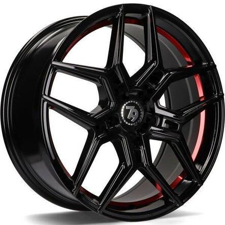 SV-B Black glossy red inner lip 10x20 5/112 ET40 CB66.5 60° - Alumiinivanteet - 314378 - 1