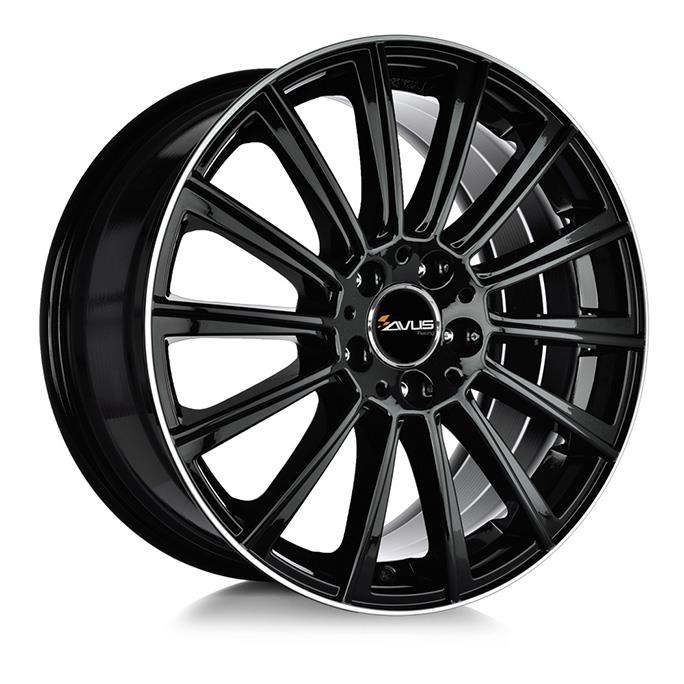 AVUS AC-M07 Black Polished Lip 8,5x20 5/112 ET44 CB66,6 R14 - Alumiinivanteet - 269408 - 1