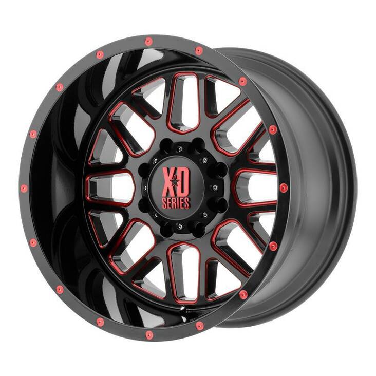 XD820 Satin Black Milled With Red Clear Coat 10x20 5/127 ET-24 CB78,3 60° - Alumiinivanteet - 242638 - 1