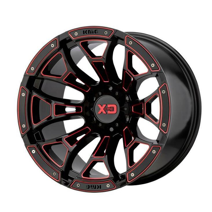 XD841 Gloss Black Milled With Red Tint 10x20 5/127 ET-18 CB71,5 60° - Alumiinivanteet - 241798 - 1