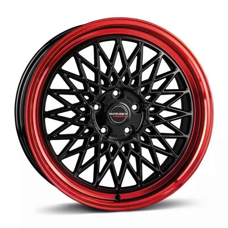 BORBET B black rim red 8,5x19 5/112 ET45 CB66,6 60° - Alumiinivanteet - 339338 - 1