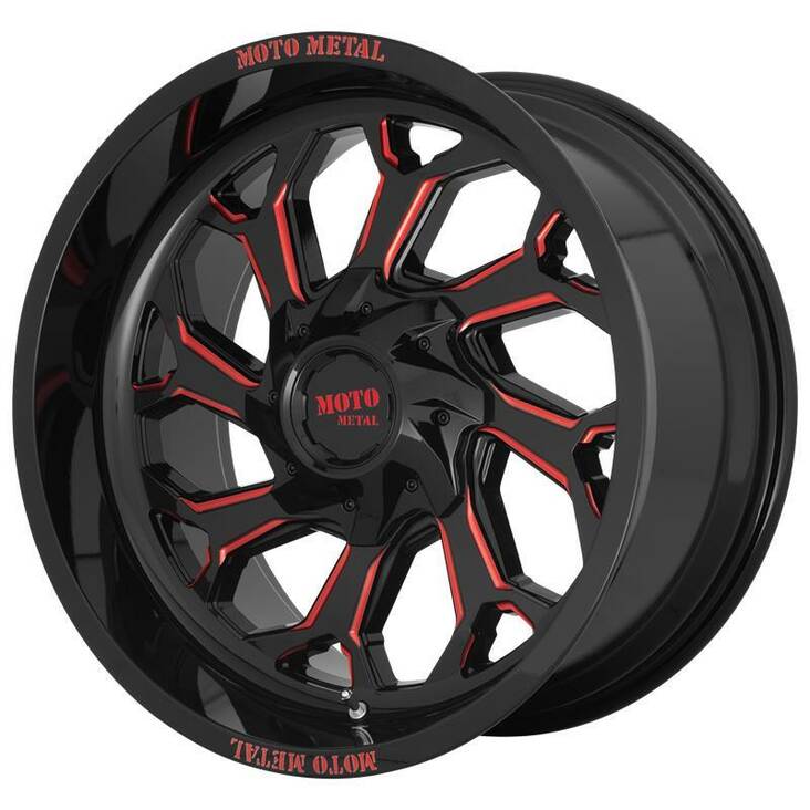 MO999 Gloss Black Milled With Red Tint 10x20 8/170 ET-18 CB125,1 60° - Alumiinivanteet - 267819 - 1