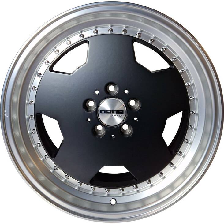 Nano 5852 Matte black machined lip 8x18 5/112 ET30 CB66,6 60° - Alumiinivanteet - 316599 - 1