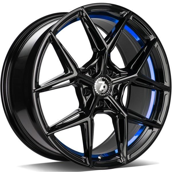 SCF-B Black glossy blue inner lip 8x18 5/120 ET30 CB72,6 60° - Alumiinivanteet - 317579 - 1