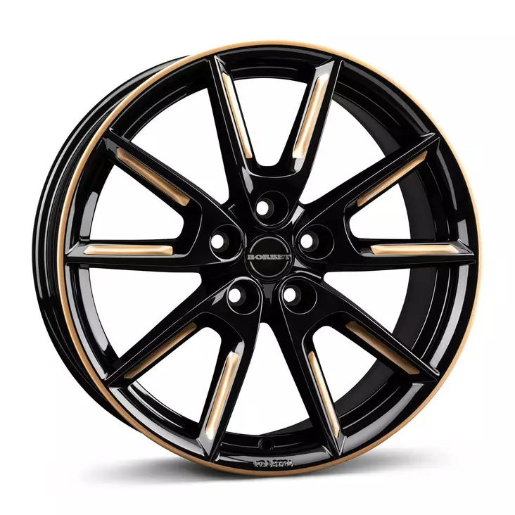 BORBET LX18 Black Gloss Gold Spoke Rim 8x18 5/112 ET48 CB66.6 60° - Alumiinivanteet - 340229 - 1