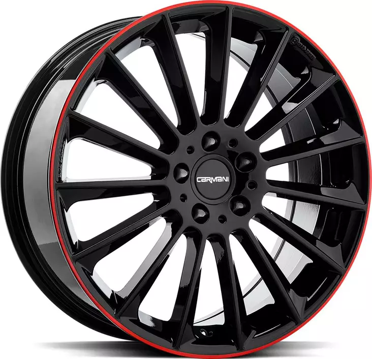 OXGIN Fritz Black Red Lip 9x19 5/112 ET45 CB66.6 60° - Alumiinivanteet - 355349 - 1