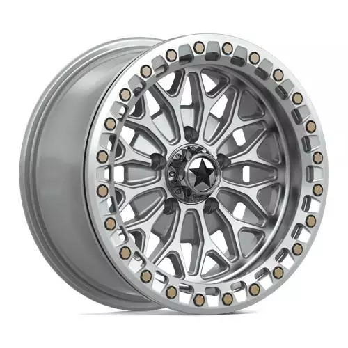 MA53 BOLO UTV BEADLOCK GLOSS SILVER W/ MACHINED FA 7x15 4/110 ET10 CB86.0 60° - Alumiinivanteet - 369379 - 1